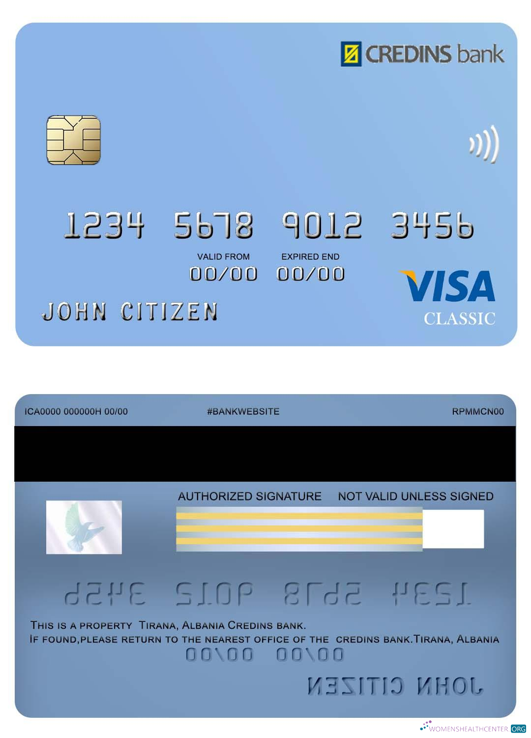 Download Albania Credins bank visa debit Photoshop template